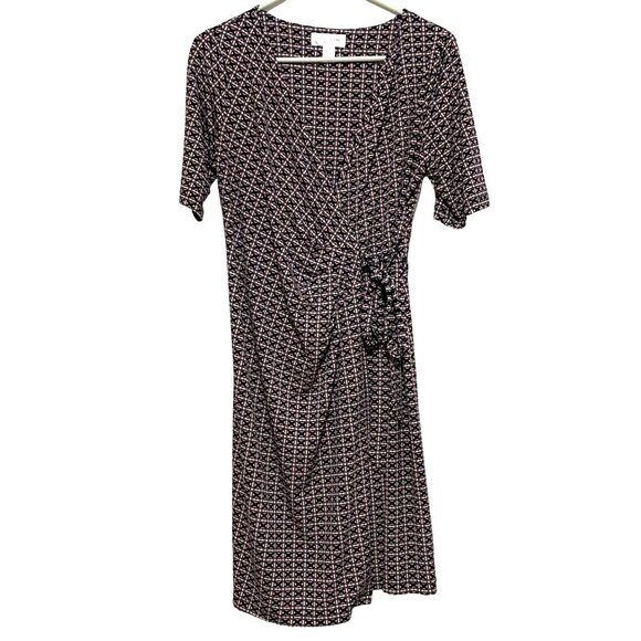 Motherhood Maternity Faux Wrap Dress M Geometric Print Career Office Church - Picture 1 of 6